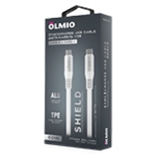 Кабель OLMIO SHIELD, Type-C - Type-C, 60W 3A, 1.2м, белый