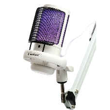 Микрофон конденсаторный Gembird M-02NW, подсветка RGB, шумоподавление, микрофонная стойка (пантограф), белый
