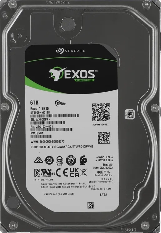 Жесткий диск HDD Seagate Exos 7E10 6Tb 7200rpm SATA 256Mb 3.5
