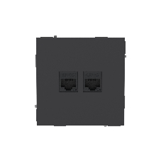 Компьютерная розетка RJ-45 без шторки, кат.5е двойная, KANT, черный уголь