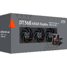 Система жидкостного охлаждения PCCooler DT360 ARGb Display BK (300W, 360мм, LED temp., черный, ARGb/Fans: 3x120мм, 83.83CFM, 3000RPM/Pump height 62мм, 15dBA, 2600RPM, Rad thickness 27мм/S: 1851, 1700, 1200, 115X, AM5, AM4)