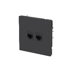 Компьютерная розетка RJ-45 без шторки, кат.5е двойная, KANT, черный уголь