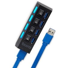 USB-концентратор Buro BU-HUB4-U3.0-L, USB 3.0, USB 4 порта, USB