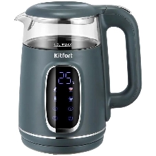 Чайник электрический Kitfort КТ-8755 1.7л. 2200Вт серый/нержавеющая сталь корпус: стекло/пластик