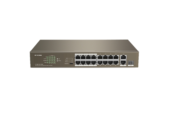 Коммутатор Tenda F1118P-16-150W, 16×100 Мбит/с PoE + 2×1 Гбит/с + 1×1 Гбит/с SFP (combo), неуправляемый