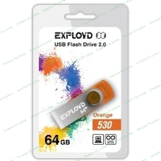Флешка USB Exployd 530 Orange (EX064Gb530-O), 64Gb, USB 2.0, R/W 20/10, оранжевый