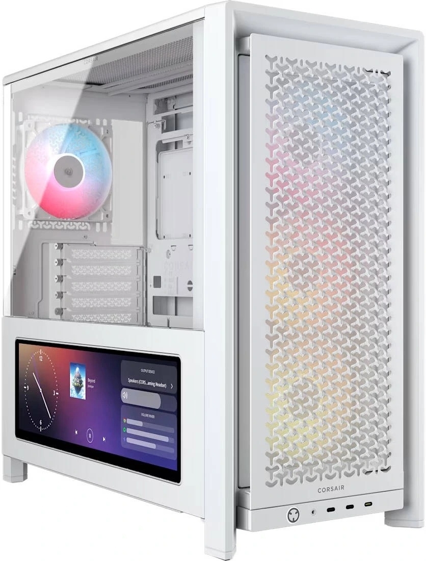 Корпус без блока питания/ Case Corsair Frame 4000D LCD RS ARGB, Midi-Tower, TG, 3x120mm ARGB, 3xUSB Type-C, E-ATX, ATX, mATX, mITX White