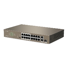 Коммутатор Tenda F1118P-16-150W, 16×100 Мбит/с PoE + 2×1 Гбит/с + 1×1 Гбит/с SFP (combo), неуправляемый