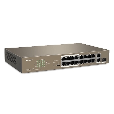 Коммутатор Tenda F1118P-16-150W, 16×100 Мбит/с PoE + 2×1 Гбит/с + 1×1 Гбит/с SFP (combo), неуправляемый