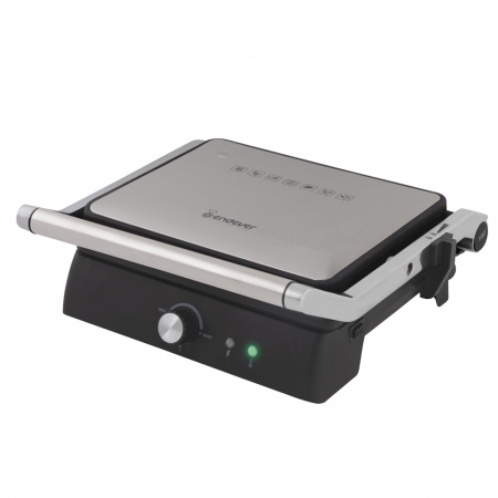 Электрический пресс-гриль Endever Grillmaster 225, серебристый/черный, 2300 Вт, терморегулятор, размер пов-ти 28х17 см