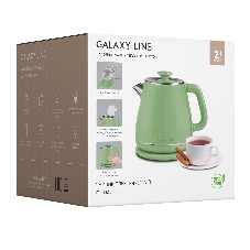Чайник электрический Galaxy Line GL 0331, зеленый, пластик, двойная стенка из нержавеющей стали AISI 304 и пищевого пластика, 2200 Вт, 1.8 л, индикатор работы