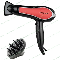Фен SUPRA PHS-2206L черный/красный, 2200 Вт, ионизация