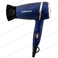 Фен BRAYER BR3025 синий/золотистый, 1400 Вт, компактный