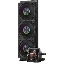 Система жидкостного охлаждения PCCooler DT360 ARGb Display BK (300W, 360мм, LED temp., черный, ARGb/Fans: 3x120мм, 83.83CFM, 3000RPM/Pump height 62мм, 15dBA, 2600RPM, Rad thickness 27мм/S: 1851, 1700, 1200, 115X, AM5, AM4)