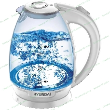 Чайник электрический Hyundai HYK-G2409 1.7 л, 2200 Вт, белый/серебристый (корпус: стекло)