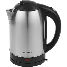 Электрочайник SUPRA KES-1821 серебристый/черный, 1.8 л, 1500 Вт, скрытый нагревательный элемент