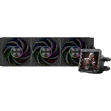 Система жидкостного охлаждения PCCooler DT360 ARGb Display BK (300W, 360мм, LED temp., черный, ARGb/Fans: 3x120мм, 83.83CFM, 3000RPM/Pump height 62мм, 15dBA, 2600RPM, Rad thickness 27мм/S: 1851, 1700, 1200, 115X, AM5, AM4)