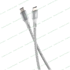 Кабель OLMIO PD100, Type-C - Type-C, PD 100W, USB2.0, 1.2м, тканевая оплетка, белый