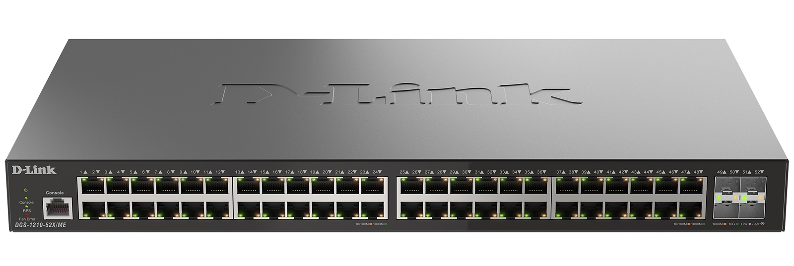 Коммутатор D-Link DGS-1210-52X/ME/C1A, 48×1 Гбит/с + 4×10 Гбит/с SFP+, управляемый