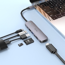 Док-станция Hoco HB28, USB Type-C, USB 3.0/PD100W/SD/TF/USB 2.0/HDMI, USB Type-C