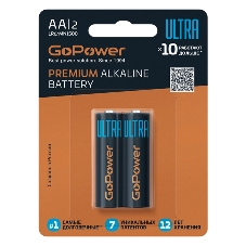 Батарейка GoPower ULTRA LR6 AA BL2 Alcaline 1.5V (2/20/240) (2 шт.) Батарейка GoPower ULTRA LR6 AA BL2 Alcaline 1.5V (2/20/240) (2 шт.)