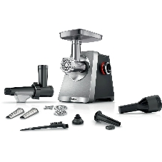 Мясорубка электрическая Bosch Series 8 MFWS835M черный, 2500 Вт, 4.5 кг/мин, реверс, защита от перегрузки, металлический лоток, насадки - 6