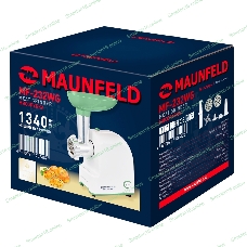 Мясорубка электрическая Maunfeld MF-232WG зеленый, 1340 Вт, 1.3 кг/мин, реверс, насадки - 4
