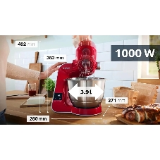 Кухонная машина Bosch MUM5X720 планетар.вращ. 1000Вт красный/серый