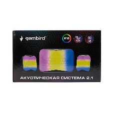 Акустическая система 2.1 Gembird SPK-21R, 11Вт, пластик, рег.громкости, RGB подсветка, черный