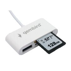 Кард-ридер Gembird FD2-MSD-2/белый/SD/SDHC/SDXC/TF/MicroSD/USB 2.0/USB Type-C (2.0)/пластик
