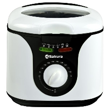 Фритюрница Sakura SA-7669BK белый/черный, 1300 Вт, 2.0 л, 1.0 кг, антипригарное покрытие, съёмная чаша