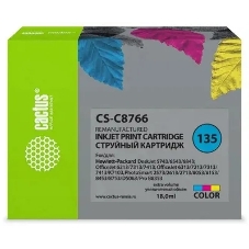 Картридж струйный Cactus CS-C8766 №135 многоцветный (18 мл) для HP DJ 5743/6543/6843/DJ 6213/7313/7413/6313/7213/7313/7413/K7103/PS 2573/2613/2713/8053/8153/8453/8753/D5063/Pro B8353