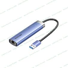 Сетевой адаптер Vention USB 3.0 M/Gigabit Ethernet RJ45+OTG хаб 3xUSB Синий - 0.15м.