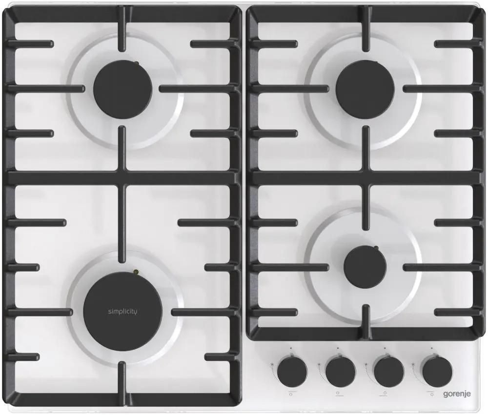 Газовая варочная панель Gorenje GT642SYW, 4 конфорки, закаленное стекло, белый