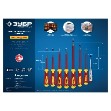 Набор: Отвертки SL 3, 5, 6 / PH 1, 2 / PZ 1, 2, тестер 100-250 В, ЗУБР 
