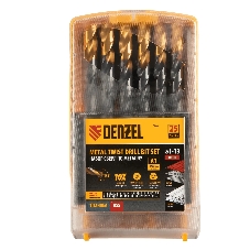 Набор сверл по металлу Denzel 1-13 мм, HSS-Tin, Golden Tip, 25 шт
