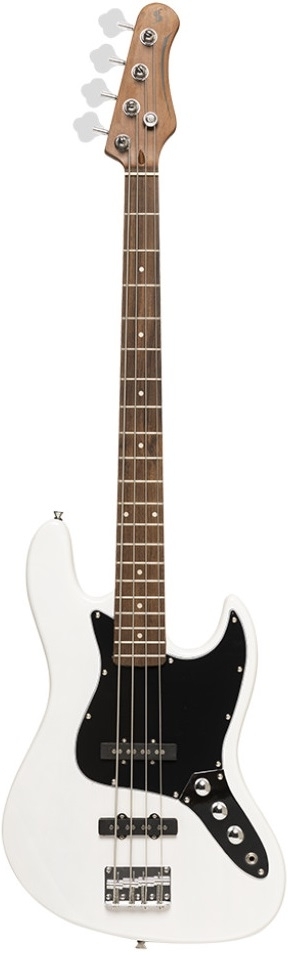 Бас-гитара STAGG SBJ-30 WHB 4-х струнная форма Jazz Bass, корпус павловния, гриф клен, накладка грифа палисандр, 20 ладов, мензура 867 мм, колки никелированные, бридж JB Classic, звукосниматели 2xJB, регуляторы 2x громкости, 1x тона, цвет белый