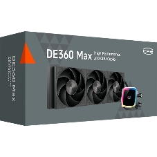 Система охлаждения Water Cooling System PCCooler DE360 MAX BK (300W, 360мм, Black, ARGB Pump, Fans: 3x120мм, 66CFM, 34.3dBA, 2200RPM/Pump height 54мм, 15dBA, 2600RPM, Rad thickness 27мм/S: 1851, 1700, 1200, 115X, AM5, AM4, AM3)
