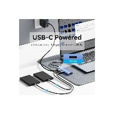 Сетевой адаптер Vention USB 3.0 M/Gigabit Ethernet RJ45+OTG хаб 3xUSB Синий - 0.15м.