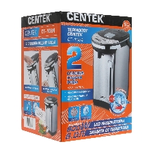 Термопот Centek CT-1084 сталь, 6.0 л, 750 Вт, 2 способа подачи воды, двойная защита от перегрева