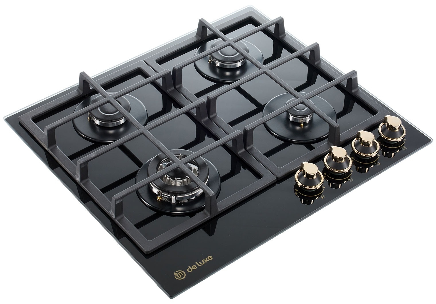 Газовая варочная поверхность DeLuxe GG4 750229F-TC-151, 4 конфорки, закаленное стекло, 7800 Вт
