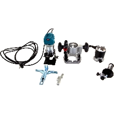Фрезеры Makita RT0700CX2 Фрезер кромочный,710Вт,10000-30000об\м,цанга-6-8мм,1.8кг,сум,прям направляющая,погруж и накл подошвы
