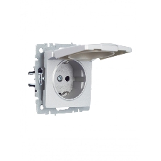 Розетка 1-местная IEK BRITE РСбш10-3-БрА (BR-R16-16-K47) с заземлением, с защитными шторками и крышкой, 16А IP20, алюминий