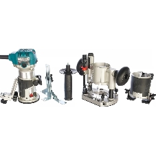 Фрезеры Makita RT0700CX2 Фрезер кромочный,710Вт,10000-30000об\м,цанга-6-8мм,1.8кг,сум,прям направляющая,погруж и накл подошвы