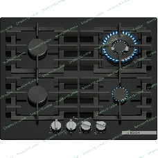 Газовая варочная панель Bosch PPH6A6I40O 5.8x59x52 см, WOK, закаленное стекло, независимая, черная