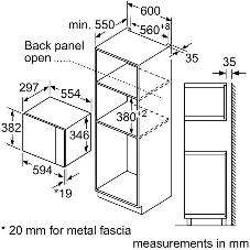 Встраиваемая микроволновая печь Bosch BFL524MB2 черный 20л. 800Вт