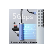 Сетевой адаптер Vention USB 3.0 M/Gigabit Ethernet RJ45+OTG хаб 3xUSB Синий - 0.15м.