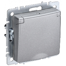 Розетка 1-местная IEK BRITE РСбш10-3-БрА (BR-R16-16-K47) с заземлением, с защитными шторками и крышкой, 16А IP20, алюминий