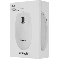 Мышь проводная Logitech B100 белый, 1000 dpi, USB, кнопки - 3