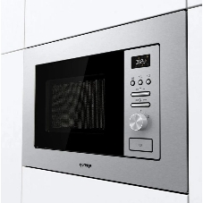 Микроволновая печь встраиваемая Gorenje BMI201AG1X нержавеющая сталь, 20 л, 800 Вт, переключатели - поворотный механизм/кнопки